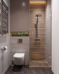 Tile options for small bathroom designs 2021. Beige And Grey Tiled Floor And Walls Moss Covered Built In Shelf Bathroom Designs For Small Space Modern Small Bathrooms Small Space Bathroom Modern Bathroom
