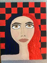 Checkered girl painting Paintings