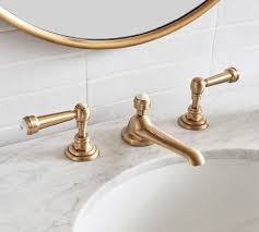 A wall mount bathroom sink faucet will appeal to those with modern style preferences, a vessel filler bathroom sink faucet enhances the elegance of a bathroom's decor, and widespread bathroom sink faucets are ideal for those with traditional style preferences. Sussex Lever Handle Widespread Bathroom Sink Faucet Pottery Barn