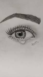 Draw the top eyelashes/eyelids less curved than normal and also slightly lowered towards the outer part of the eye. Crying Eyes