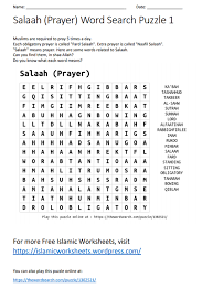 Include as part of a lesson or unit on different forms of prayer. Salaah Word Search Puzzle 1 Islamic Worksheets For Children