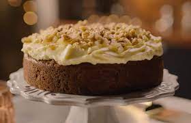 Nigella Lawson Carrot Cake With Crystallised Ginger Walnuts And Cream Cheese Icing Recipe On Nigella At My Table Carrot Cake Recipe Nigella Nigella Lawson Recipes Icing Recipe