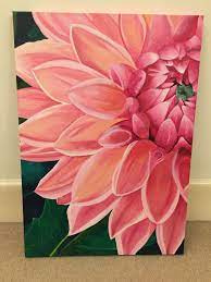 Dahlia Painting Acrylic On Canvas Flower Art Painting Flower Painting Lotus Painting
