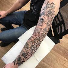 Geometric Inspiration Inkstinct Floral Tattoo Sleeve Girly Sleeve Tattoo Stippling Tattoo