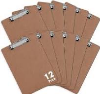 Clipboards, PANDRI 12 Pack Hardboard Office Clipboards, Low Profile Clip,  Clip Boards 8.5x11 Standard Letter Size, Classroom Supplies, ECO Friendly