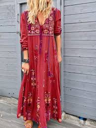 Shop Dresses Hololady Summer Dresses Long Sleeve 1 Sundress V Neck Casual Dresses On Long Sleeve Summer Dress Floral Print Maxi Dress Maxi Dress With Sleeves