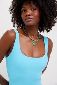 Azure Blue Dreamsculpt Square Neck Tank One Piece