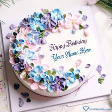 Input your name and press go. Pink Purple Flowers Birthday Cake Generator With Name