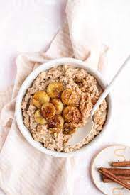 Desert made with oatmeal whole foot plant based. Cozy Banana Bread Oatmeal Vegan Gluten Free Wfpb Veggiekins Blog