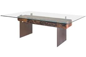 Contemporary Dining Table From Rotsen Furniture Model Oitis Glass Top Wood Metal Base Furniture Wooden Office Desk Glass Dining Table