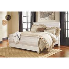The willowton bedroom set by signature design is the ultimate statement group for your coastal cottage or shabby chic inspired retreat. Willowton King Sleigh Bed B267 Ksleighbed Ashley Furniture Afw Com