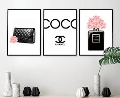 The print is designed by me, clara, a swedish illustrator and designer. Inspired By Chanel Print Wall Art Poster Wall Home Decor Set Of 3 Prints Perfume Bottle Fashion Black Bag 83 Chanel Wall Art Chanel Room Chanel Decor