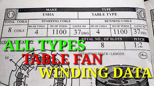 All Types Table Fan Winding Data