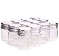 12 Pcs Empty Clear Glass Bottles with Screw Aluminum Cap Mini Container  Jars for Essential Oil Powders Cream Ointments Grease Cosmetic Makeup ...