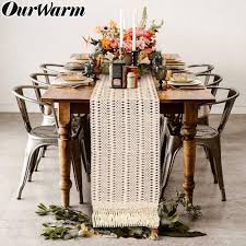 Table runner wedding boho runner macrame table runner bohemian runner cotton table cover macrame table cover wedding table runner weddings be sure you are the only one to have this. Ourwarm Beige Crochet Lace Table Runner With Tassel Bohemian Wedding Decoration Table Runner Hollow Fringed Edges Tablecloth Table Runners Aliexpress