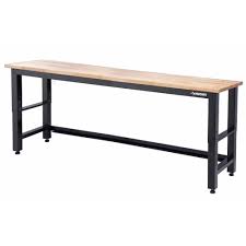 Husky 8 Ft Adjustable Height Solid Wood Top Workbench G9600 Us1 The Home Depot In 2020 Wood Top Workbench Workbench Plans Diy Workbench