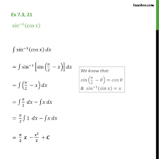 Ex 7 3 21 Integrate Sin 1 Cos X Chapter 7 Class 12