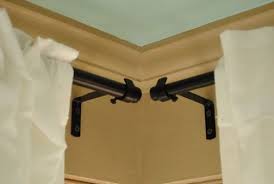 Single curtain rod in white with ball finial by decopolitan. How To Hang Corner Curtain Rods Painting The Ceiling Blue Young House Love Corner Curtain Rod Corner Curtains Hanging Curtain Rods
