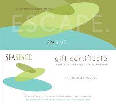 If you have received a gift card, please see below for details of the service or package indicated on your card. Spa Gift Certificates Chicago Massage Spa Spa Space