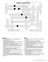 Matter In Chemistry Crossword Puzzle Education Chemistry