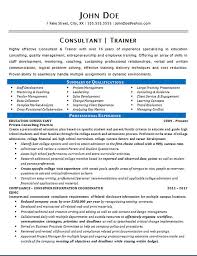 consultant trainer resume example