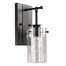 Dsi Brooklyn Collection 1 Light Black Sconce With Clear Glass Shade Ds18114 The Home Depot Black Sconces Bathroom Sconce Lighting Wall Mount Light Fixture