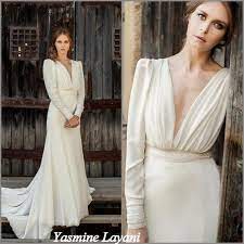 Wedding Dress With Sleeves Long Sleeves Elegant Boho Etsy Wedding Dress Vintage Sleeves Wedding Dresses Vintage Style Wedding Dresses