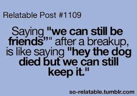 This Is The Best One Saying We Can Still Be Friends After A Breakup Is Like Saying Hey The Dog D Breakup Humor Funny Quotes About Exes Quotes About Exes