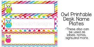 Printable Rainbow Owl Desk Name Plates Name Cards For Classroom Tables Labels Signs Printable Tags Template Classroom Name Tags Name Tag Templates