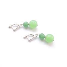 Laconic Silver Light Green Beads Earrings Spring Gemstone Wedding Jewelry Delicate Lime Color Jade Earrings Gi Jade Earrings Girls Earrings Romantic Earrings