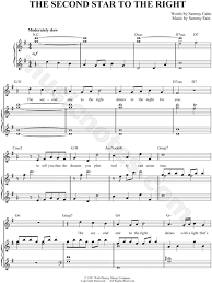 The Second Star To The Right From Peter Pan Return To Neverland Sheet Music In G Major Transposable Download Print Sheet Music Music Neverland
