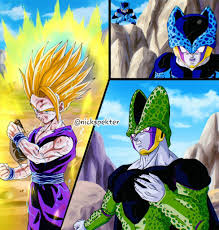 Cell is an evil artificial life form created using cell samples from several major characters i. Gohan Vs Cell Anime Dragon Ball Dragon Ball Wallpapers Dragon Ball Z