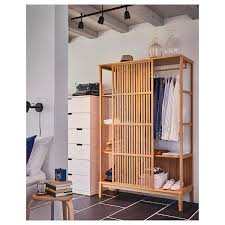 Nordkisa Open Wardrobe With Sliding Door Bamboo Width 47 1 4 Height 73 1 4 Find It Here Ikea In 2020 Sliding Wardrobe Doors Open Wardrobe Sliding Doors