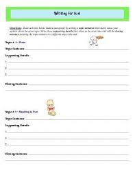 Worksheet Writing For Fun For Each Title Build A Paragraph By Writing A Topic Sentence That Clearly States Your Writing Topics Topic Sentences Sentences