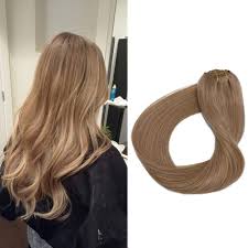 Amazon Com Clip In Hair Extensions Real Human Hair 70grams 7pcs Light Golden Brown 15 Inch Remy Hair Extensions Clip Ins On For Full Head Color 12 Beauty