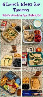 Check out this list of diabetic recipes for picky eaters! 6 Lunch Ideas For Tweens With Carb Counts For Type 1 Diabetic Kids
