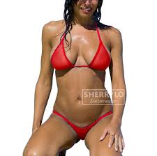 See Through Bikini Swimsuit For Women Sheer Mesh Micro Thong Bikin