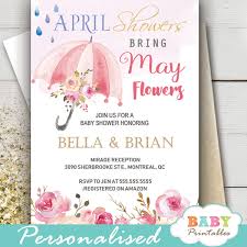 Pink Umbrella April Showers Bring May Flowers Invitations D535 Baby Printables In 2020 Baby Shower Invitations Diy Babyshower Invitations Flower Invitation