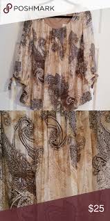 Dressbarn Paisley Brown Gold Black 2x Blouse 2x Blouses Dressbarn Dress Barn Tops