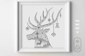Download Christmas Svg 3d Scene Reindeer Layered Design Shadow Box 1052866 Paper Cutting Design Bundles