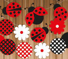 Ladybug Printable Party Banner Hanging Decorations Instant Download Polka Dots Diy Birthday Baby Shower In 2021 Ladybug Birthday Party Polka Dot Diy Ladybug Birthday
