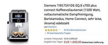 siemens ti9575x1de eq 9 s700 plus connect kaffeevollautomat mit dualbean system kaffeevollautomat kuche und haushalt automaten