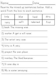 Sentence Structure Adjective Usage Worksheet Teaching Writing Sentence Structure Sentence Writing