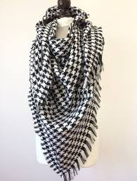 Black And White Checkered Scarf Houndstooth Blanket Scarf Cotton Checkered Wrap By Designscope Houndstooth Blanket Scarf Styles Black And White Scarf