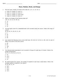 To find the mode , or modal value, alex places the numbers in value order then counts how many of each number. Mean Median Mode And Range Grade 9 Free Printable Tests And Worksheets Helpteaching Com