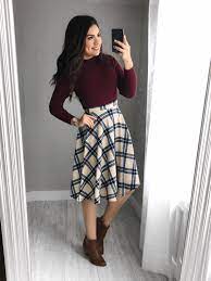 Plaid Midi Skirt Winter Dress Outfits Classy Outfits Modest Outfits