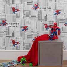 Disney Marvel Spider Man Wallpaper Spiderman Bedroom Spiderman Bedroom Ideas Kid Rooms Spiderman Room