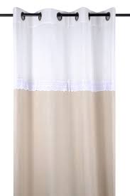 Ce rideau en lin pur est personnalisable selon les dimensions de votre choix et disponibles dans nos 16 teintes. Rideau Couleur Lin Et Blanc Avec Bande De Broderie 140x260cm Avec Oeillets Mummy Rideaux Pier Import
