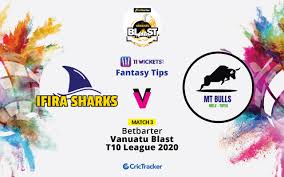 Submitted 2 years ago by nevershortednowhore. Vanuatu Blast T10 League 2020 Match 3 Ifira Sharks Vs Mt Bulls 11wickets Fantasy Cricket Tips Playing Xi Pitch Report Injury Update