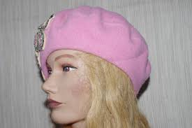 Amanda K. Boiled Wool Pink Embroidered Sequin Beret